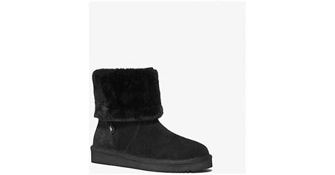 michael kors lark faux fur boots|Julia Faux Fur Trim Suede Boot .